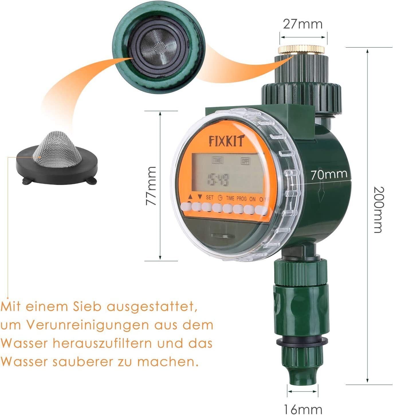 Bewässerungscomputer mit Regensensor, Zeitschaltuhr und LCD-Display