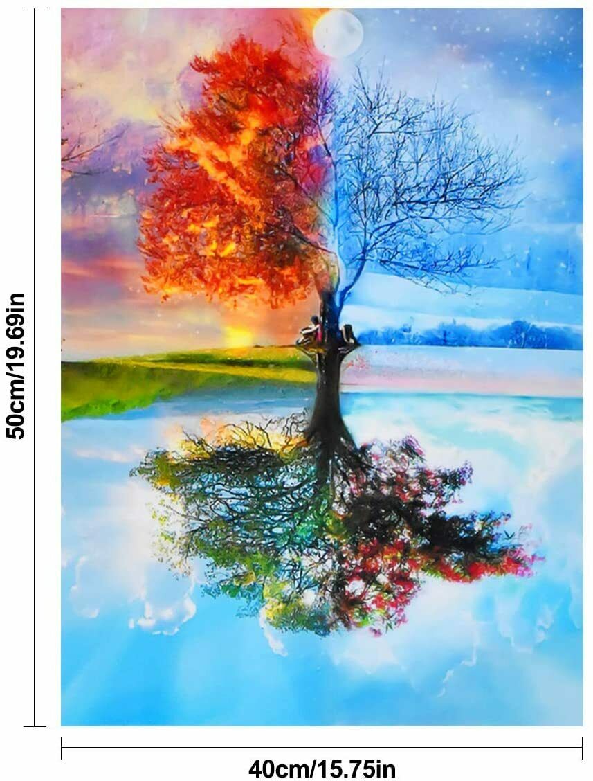 Malen nach Zahlen Ölgemälde auf Leinwandtuch Motiv Baum 50x40 DIY - AbisZHandel