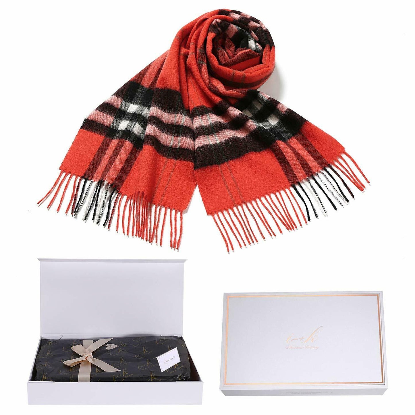 i+k Premium Schal Tuch 100% Wolle (Merino) Unisex 30x180cm in Geschenkbox A-22 - AbisZHandel