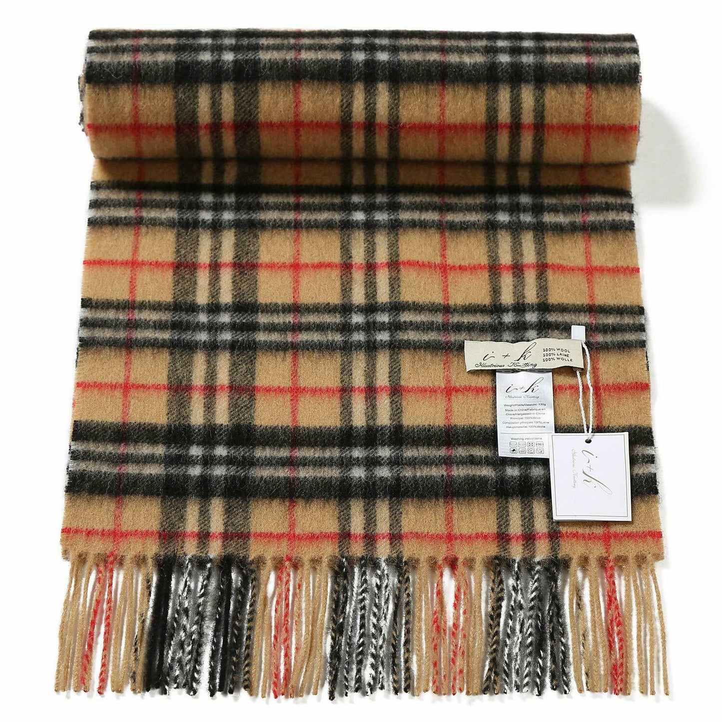 i+k Premium Schal Tuch 100% Wolle (Merino) Unisex 30x180cm in Geschenkbox A-18 - AbisZHandel