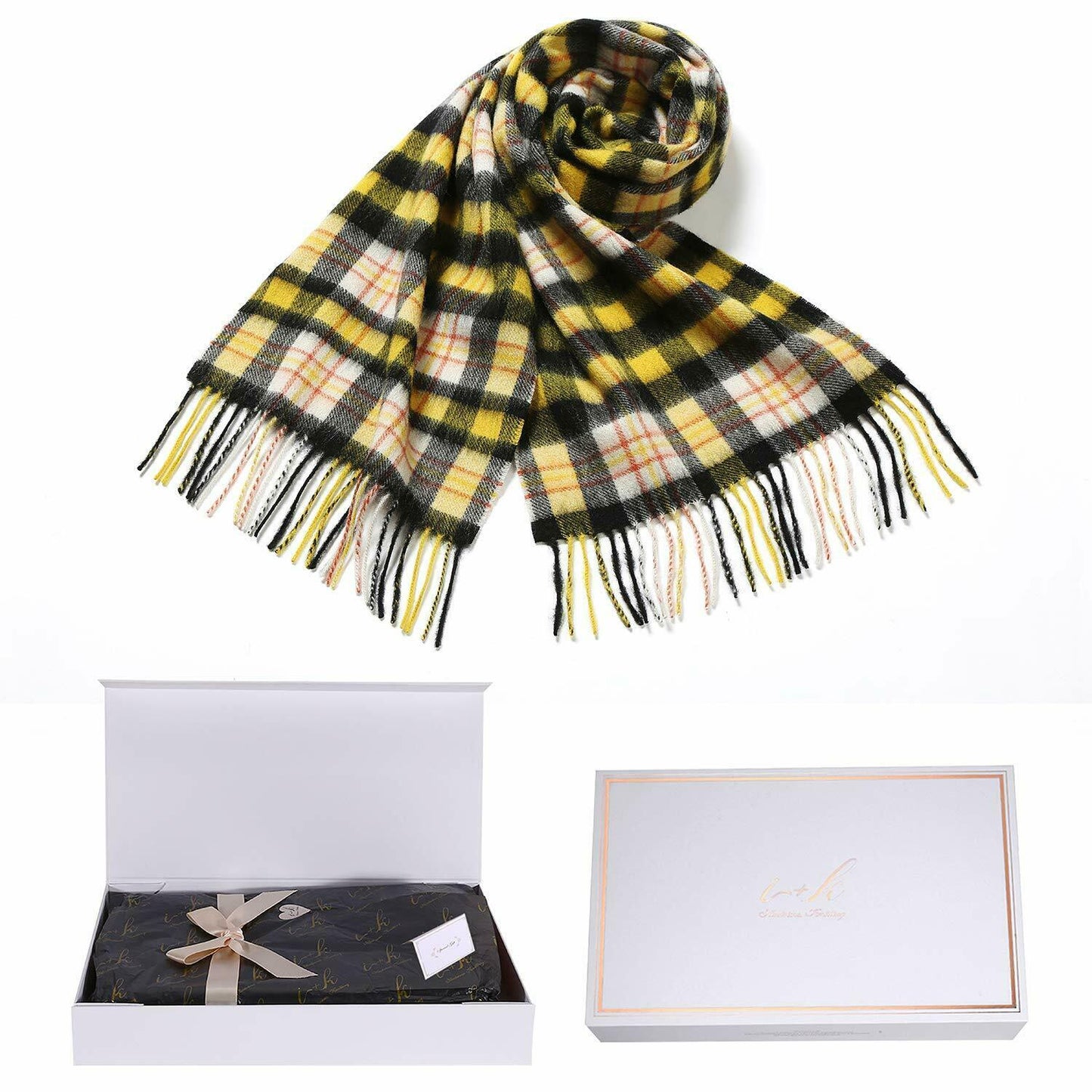 i+k Premium Schal Tuch 100% Wolle (Merino) Unisex 30x180cm in Geschenkbox A-25 - AbisZHandel
