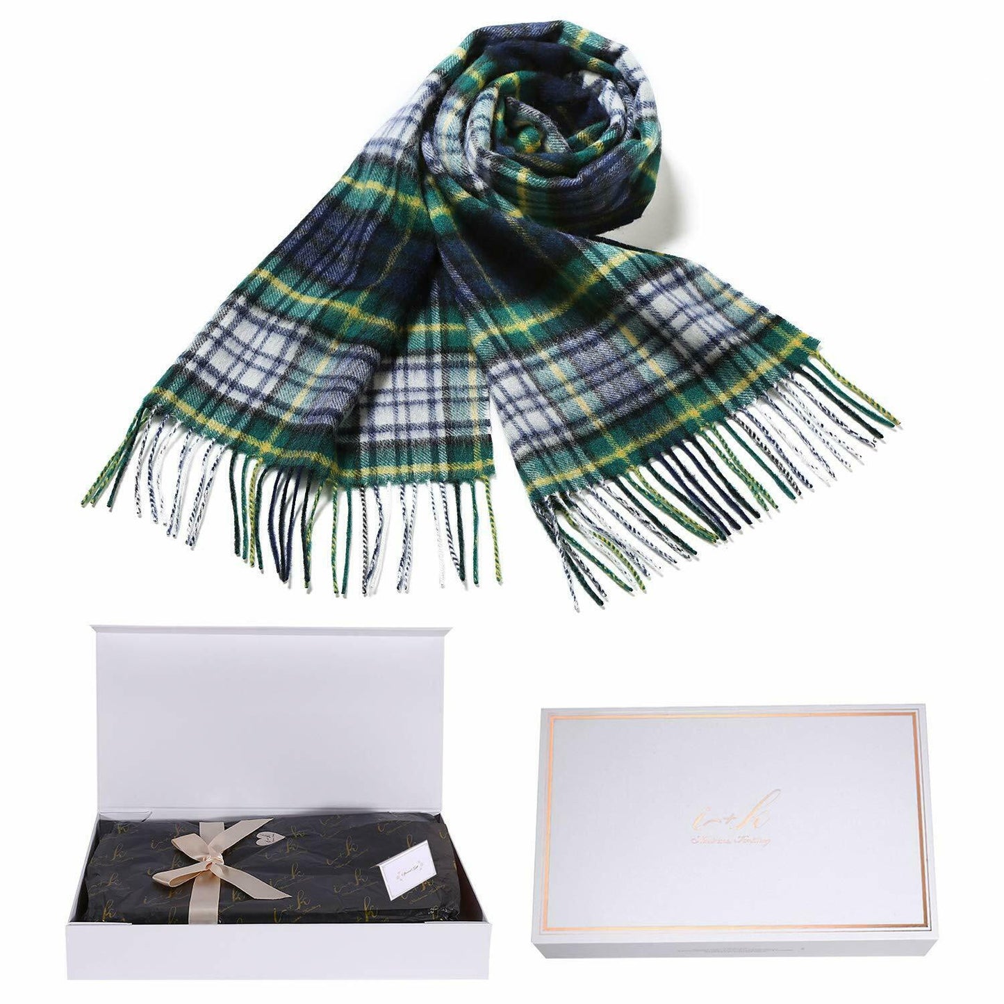 i+k Premium Schal Tuch 100% Wolle (Merino) Unisex 30x180cm in Geschenkbox A-17 - AbisZHandel