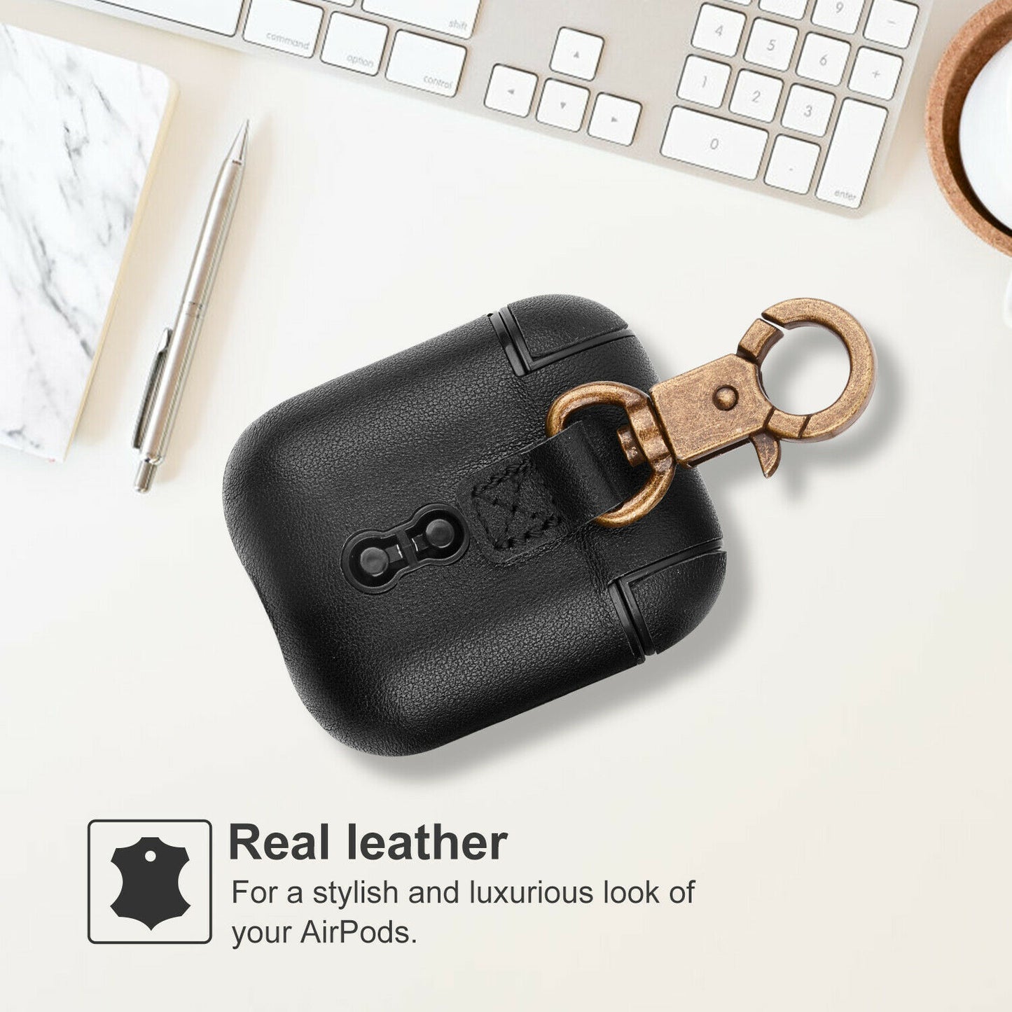 Leder AirPod Hülle 1&2 Case Cover Schutzhülle kompatible mit Air Pods Etui Schwarz - AbisZHandel