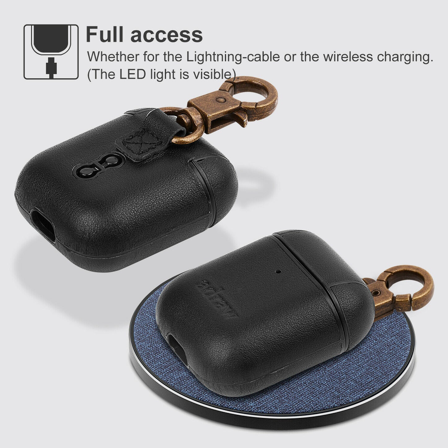 Leder AirPod Hülle 1&2 Case Cover Schutzhülle kompatible mit Air Pods Etui Schwarz - AbisZHandel