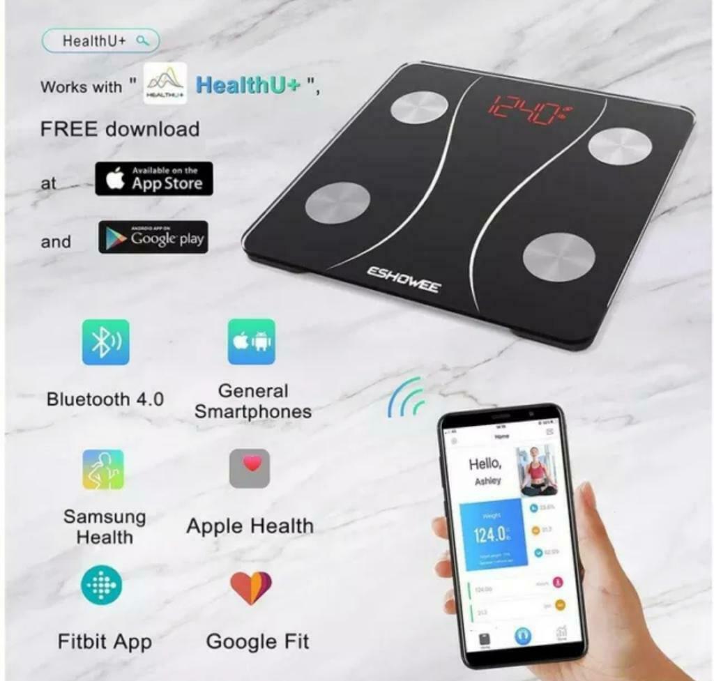 Bluetooth Körperfettwaage ESHOWEE CF398BLE BMI Waage Digital 180KG - AbisZHandel
