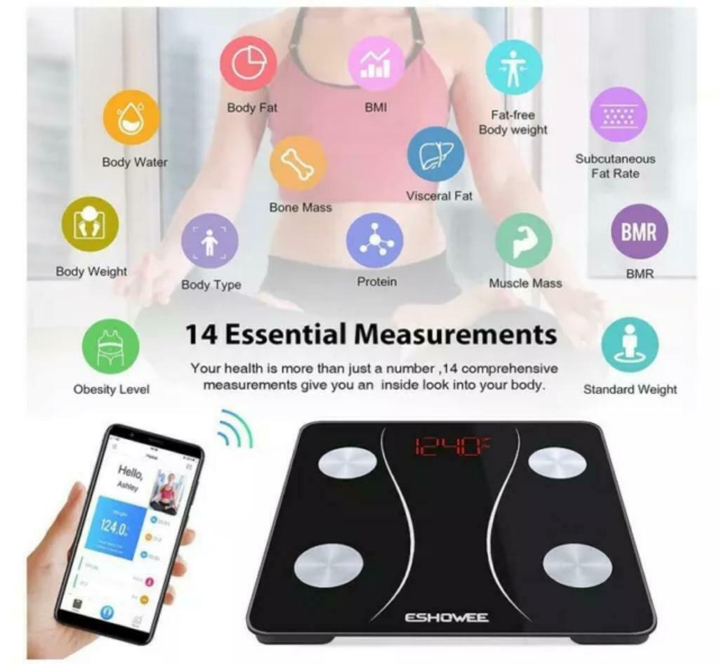 Bluetooth Körperfettwaage ESHOWEE CF398BLE BMI Waage Digital 180KG - AbisZHandel