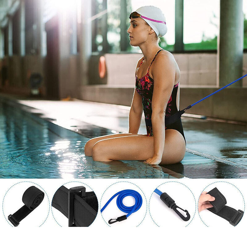 Pool Schwimmgurt Einstellbar Schwimmwiderstand 4M Zugseil Schwimmen Leine Gürtel - AbisZHandel