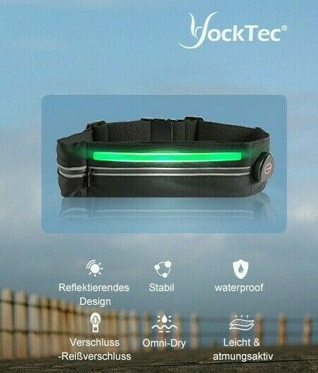 Laufgürtel Running Belt LED Bauchtasche Fitness Lauftasche USB Reflektor Handy - AbisZHandel