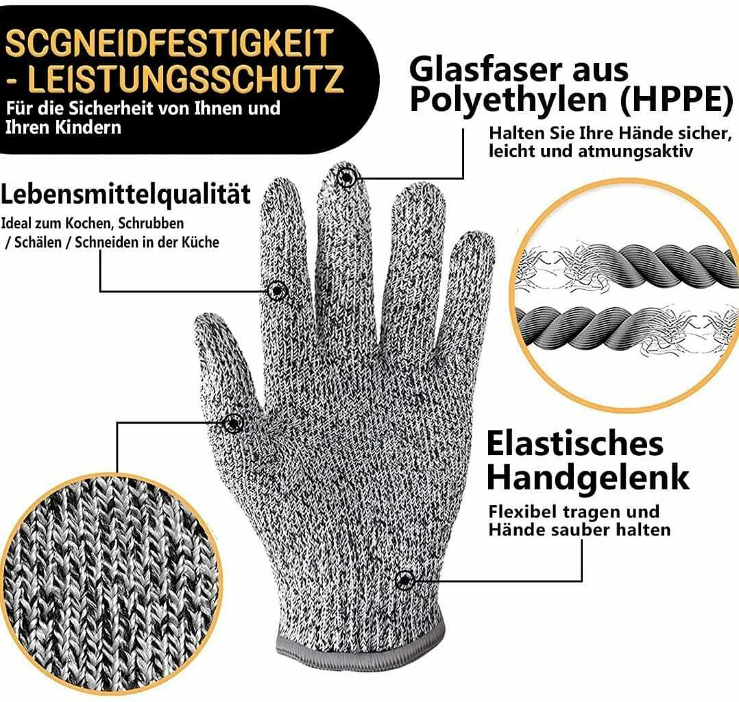 Schnittsichere Handschuhe ab 6 Jahren für Kinder Kochen Level 5 Schutz EN388 - AbisZHandel