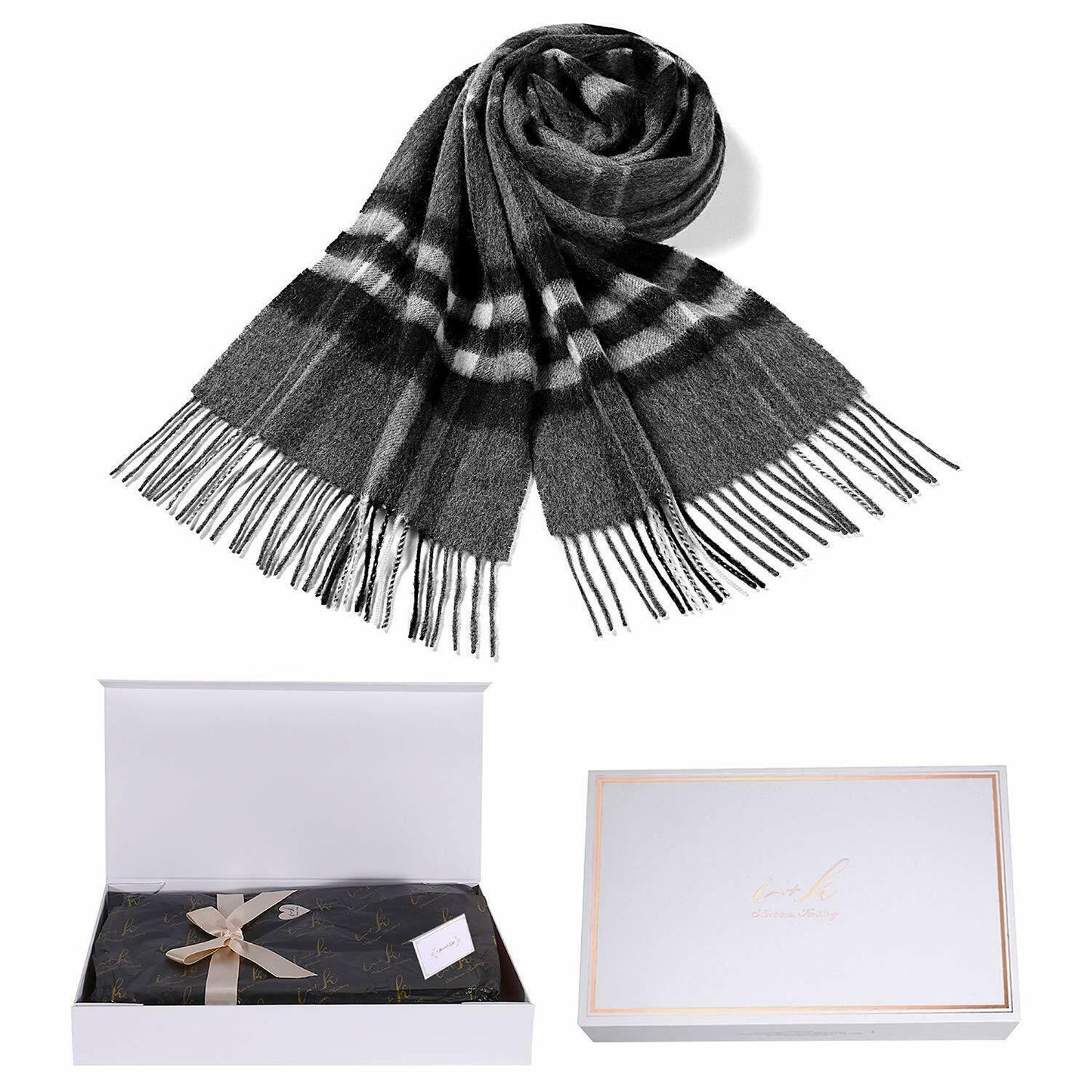 i+k Premium Schal Tuch 100% Wolle (Merino) Unisex 30x180cm in Geschenkbox Neu 21 - AbisZHandel