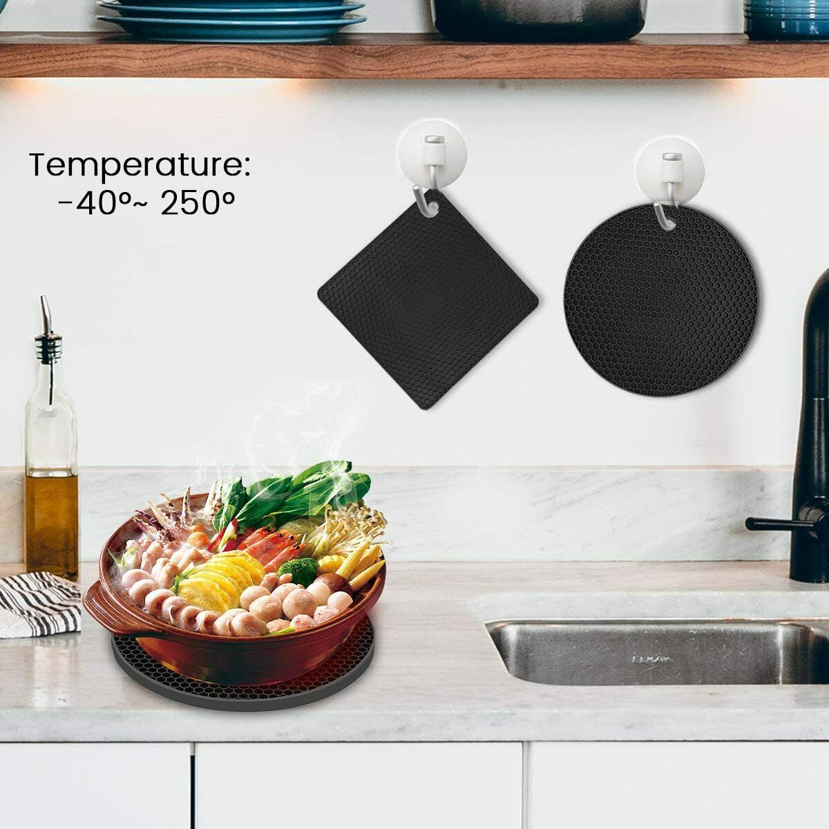 6 tlg. Hausprofi Set - 4er Topfuntersetzer 2er Silikon Topflappen Küche - AbisZHandel