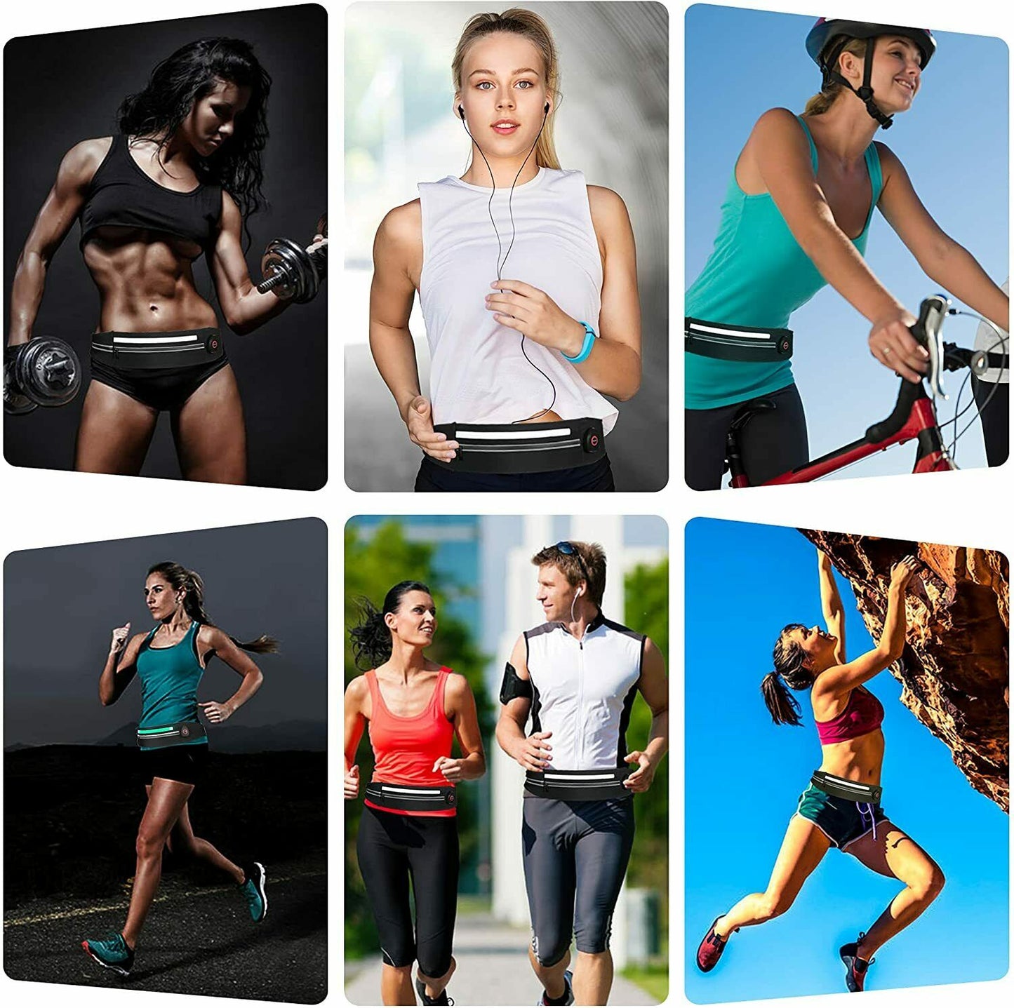 Laufgürtel Running Belt LED Bauchtasche Fitness Lauftasche USB Reflektor Handy - AbisZHandel