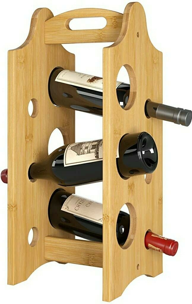 Bambus Weinflaschenhalter Getränkeflaschehalter tragbar Weinregal Ständer Homfa - AbisZHandel