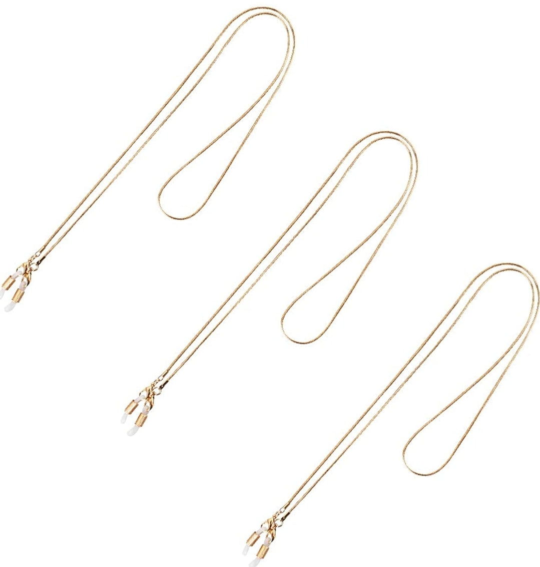 Gold Brillenkette 3 Stück 76cm Brille auch als Halskette Schnur Silikon Heqishun - AbisZHandel