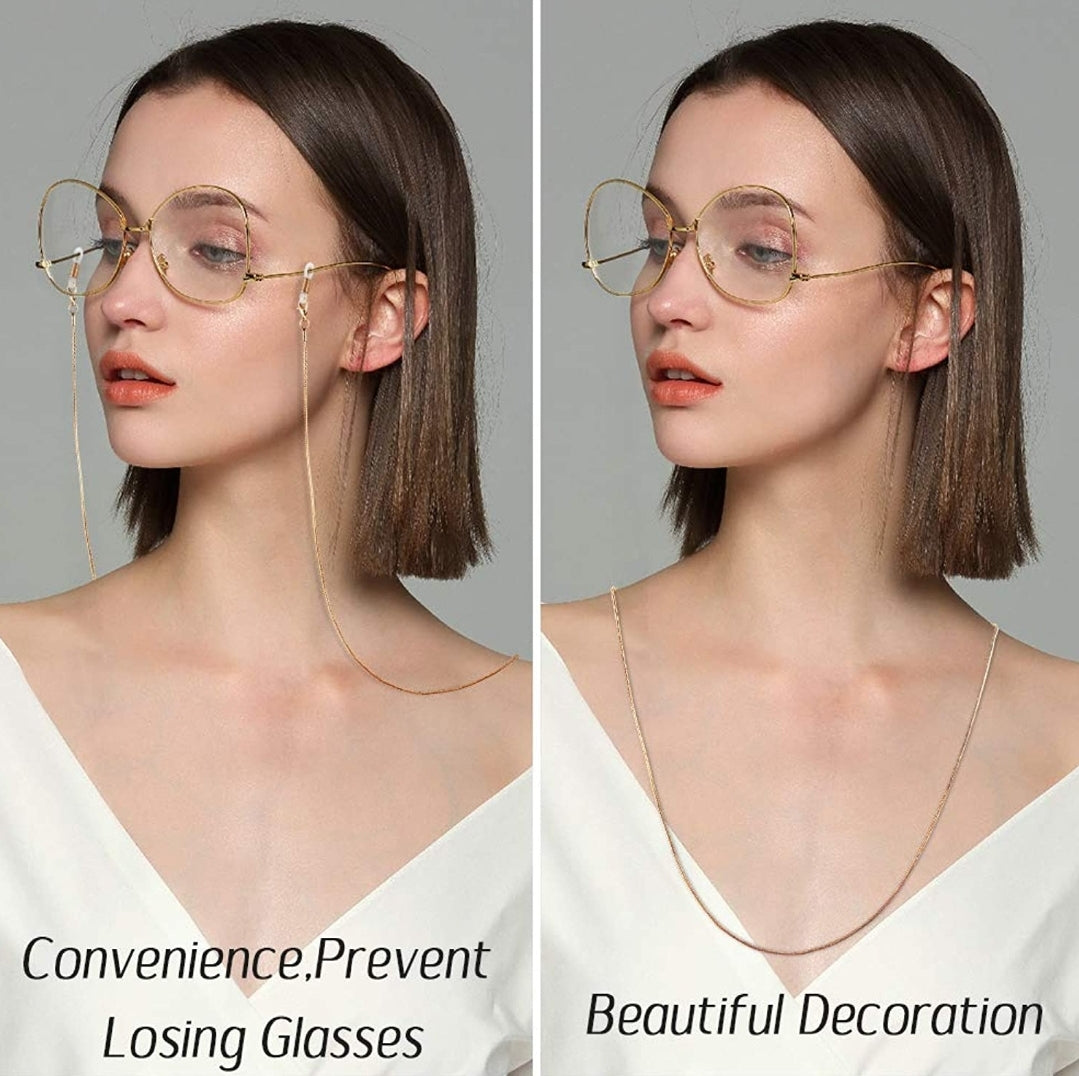 Gold Brillenkette 3 Stück 76cm Brille auch als Halskette Schnur Silikon Heqishun - AbisZHandel