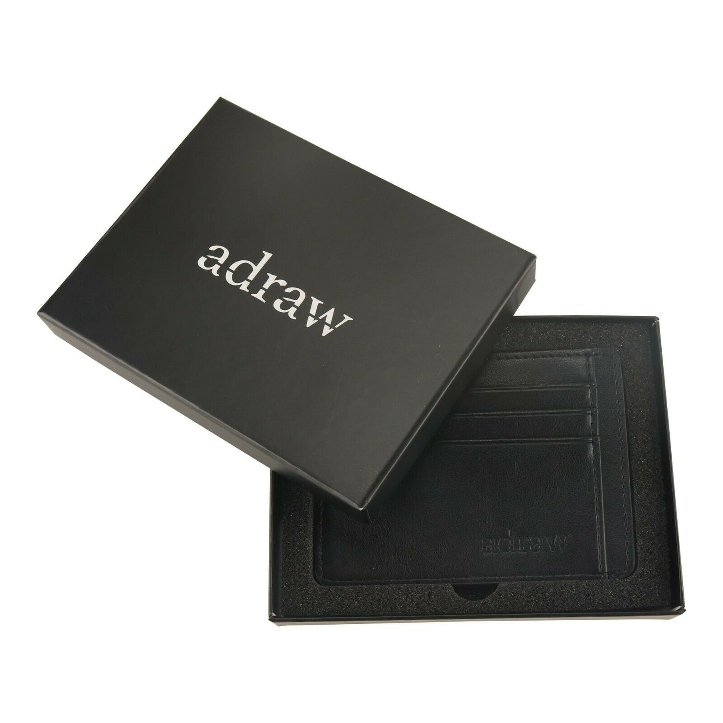 Scheckkartenetui Brieftasche Kreditkartenetui aus echtem Rindsleder RFID Schwarz - AbisZHandel