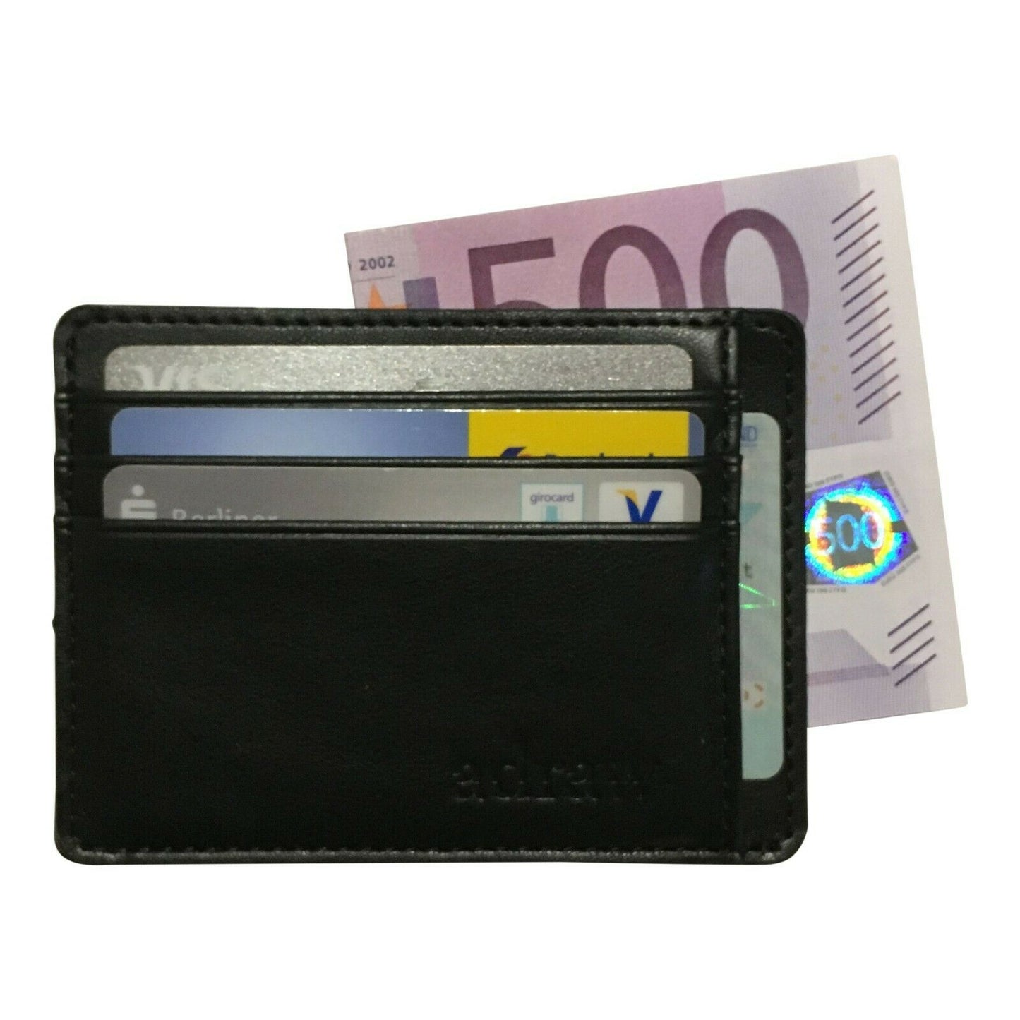 Scheckkartenetui Brieftasche Kreditkartenetui aus echtem Rindsleder RFID Schwarz - AbisZHandel