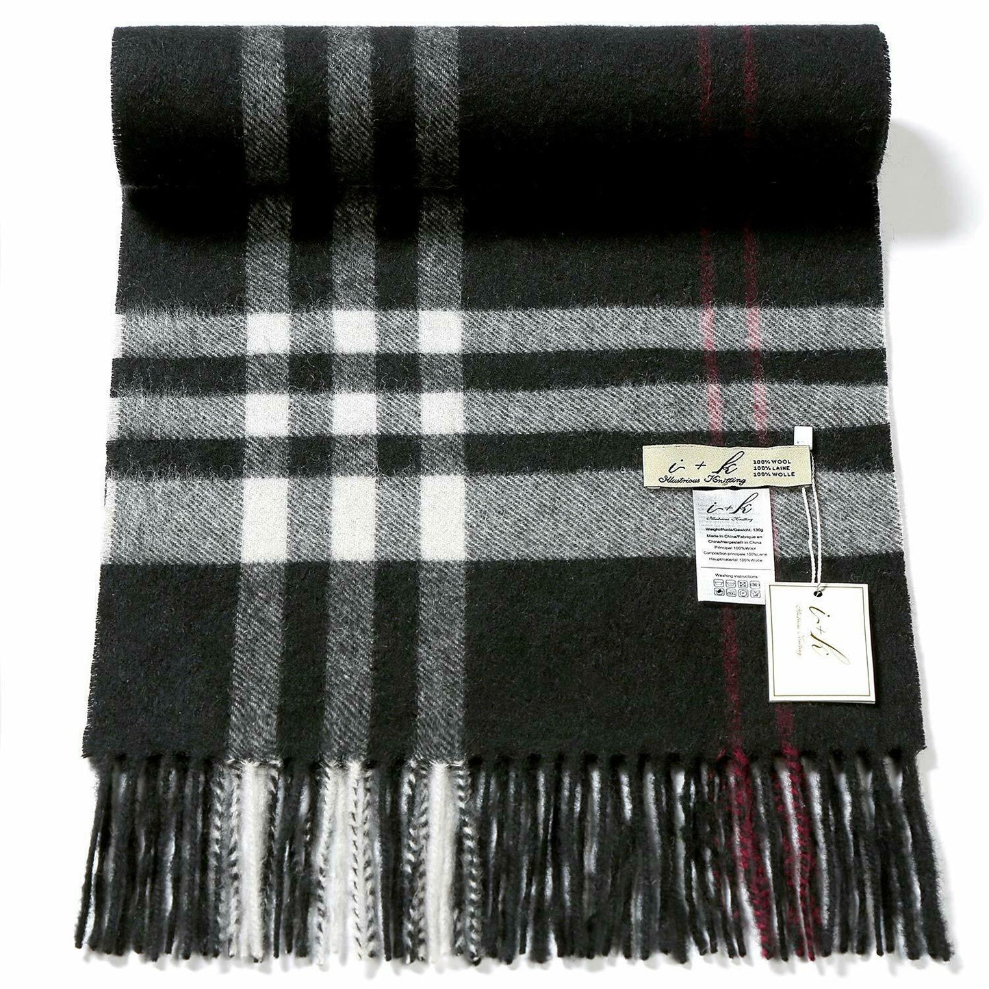 i+k Premium Schal Tuch 100% Wolle (Merino) Unisex 30x180cm in Geschenkbox A-24 - AbisZHandel