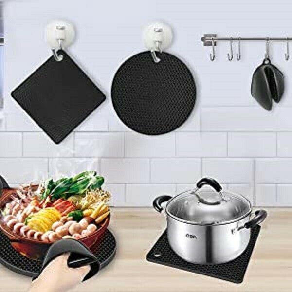 6 tlg. Hausprofi Set - 4er Topfuntersetzer 2er Silikon Topflappen Küche - AbisZHandel