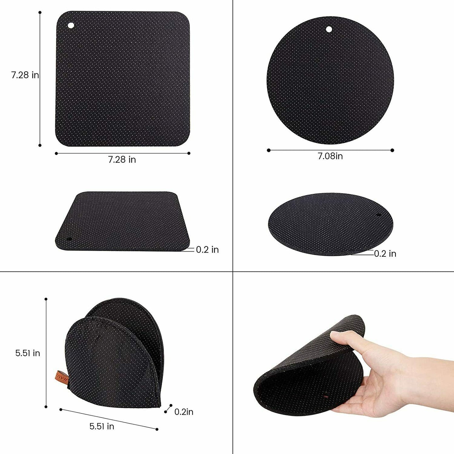 6 tlg. Hausprofi Set - 4er Topfuntersetzer 2er Silikon Topflappen Küche - AbisZHandel