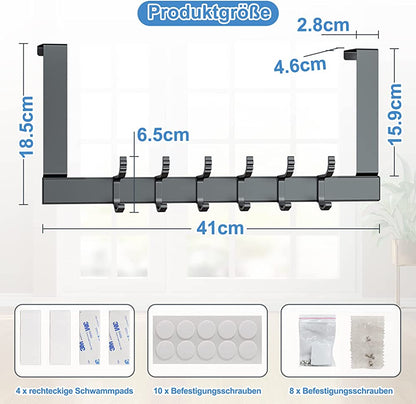 Türgarderobe mit 6 Schiebehaken Schwarz / Dunkelgrau