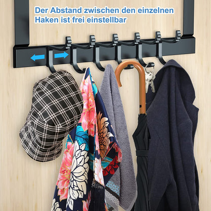 Türgarderobe mit 6 Schiebehaken Schwarz / Dunkelgrau