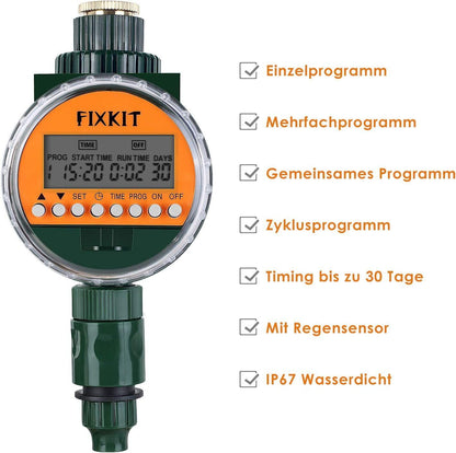 Bewässerungscomputer mit  Regensensor, Zeitschaltuhr und LCD-Display