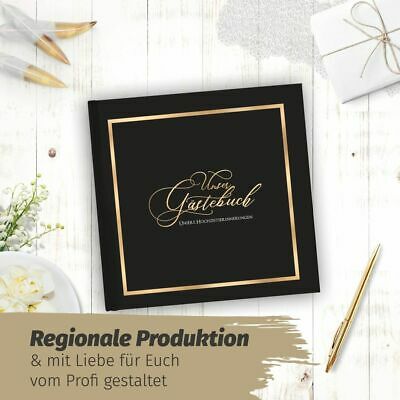 Gästebuch Geburtstag Hochzeit u.v.m. Blank quadratisch 22x22 Black Elegance - AbisZHandel