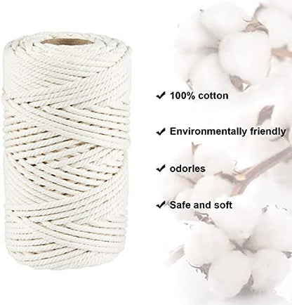 MAKRAMEE Garn 4-5mm aus Baumwolle - Beige