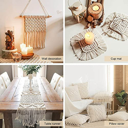 MAKRAMEE Garn 4-5mm aus Baumwolle - Beige