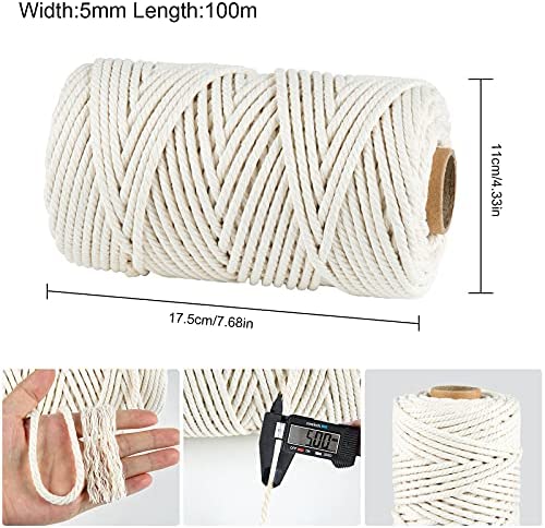 MAKRAMEE Garn 4-5mm aus Baumwolle - Beige
