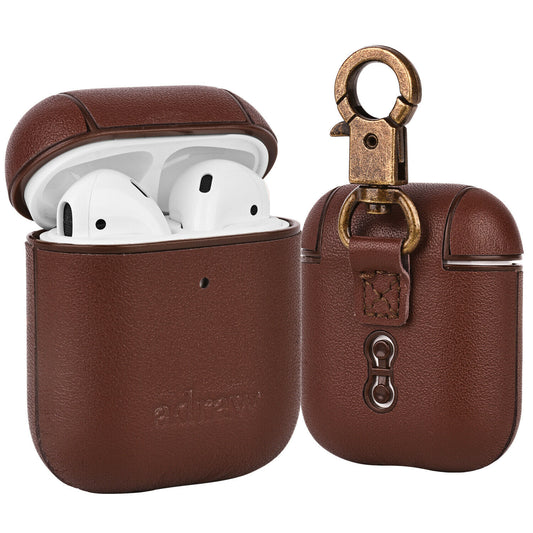 Leder AirPod Hülle 1&2 Case Cover Schutzhülle kompatible mit Air Pods Etui Braun - AbisZHandel