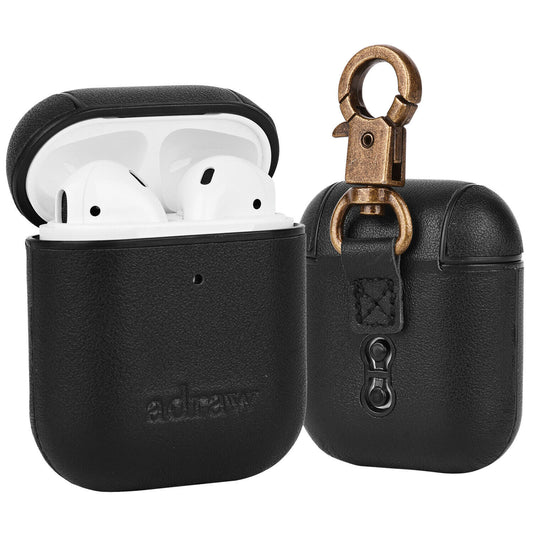 Leder AirPod Hülle 1&2 Case Cover Schutzhülle kompatible mit Air Pods Etui Schwarz - AbisZHandel