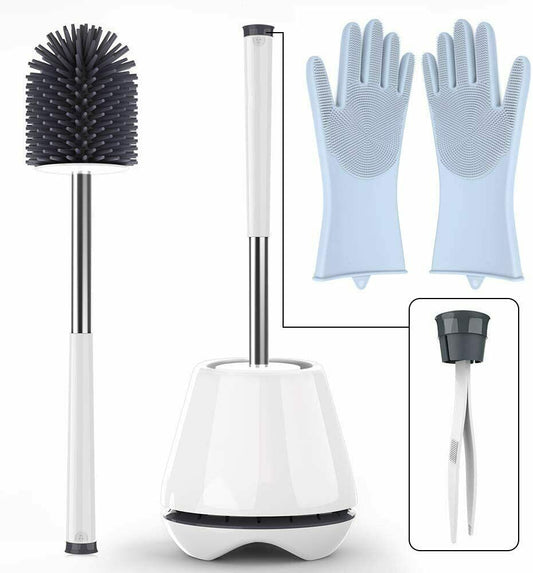 Toilettenbürste Silikon Set Handschuhe Klobürste WC Bürste Garnitur - AbisZHandel