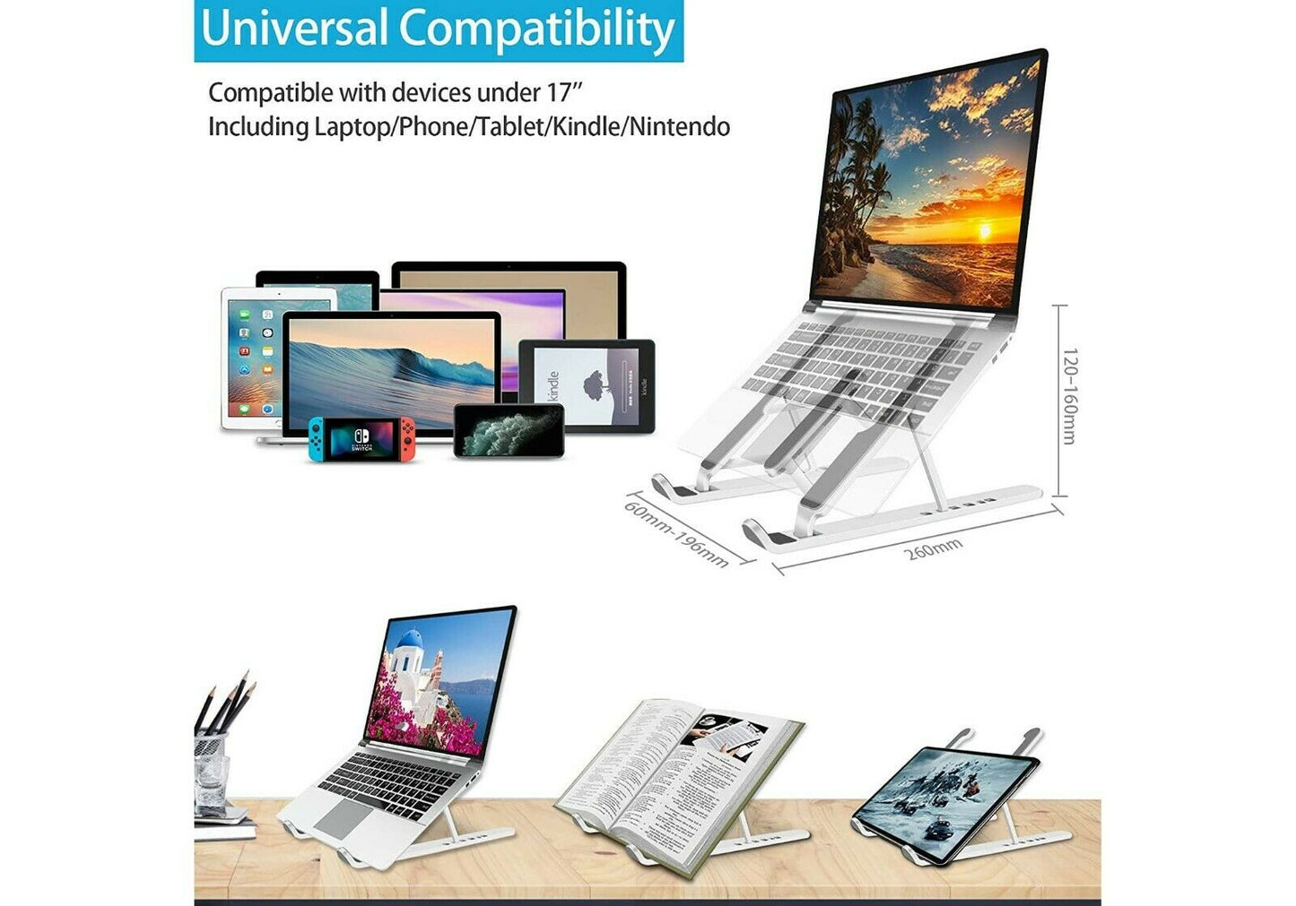 Notebook Laptop Ständer Tablet Halter Halterung faltbar 6 Winkel einstellbar - AbisZHandel