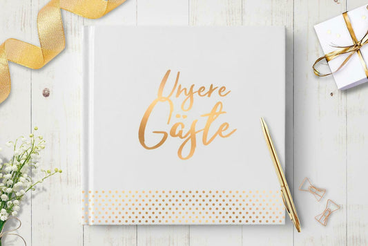 Gästebuch Geburtstag Hochzeit u.v.m. Blank quadratisch 22x22 Gold Memory - AbisZHandel