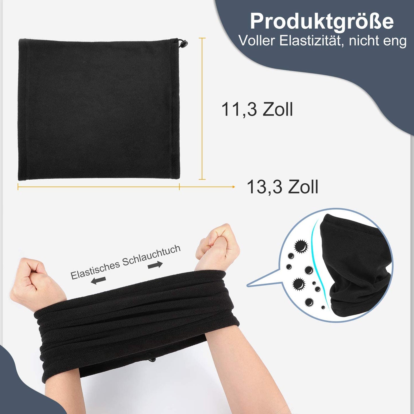 2/3er-Set Multifunktionstuch/Schlauchschal aus Fleece