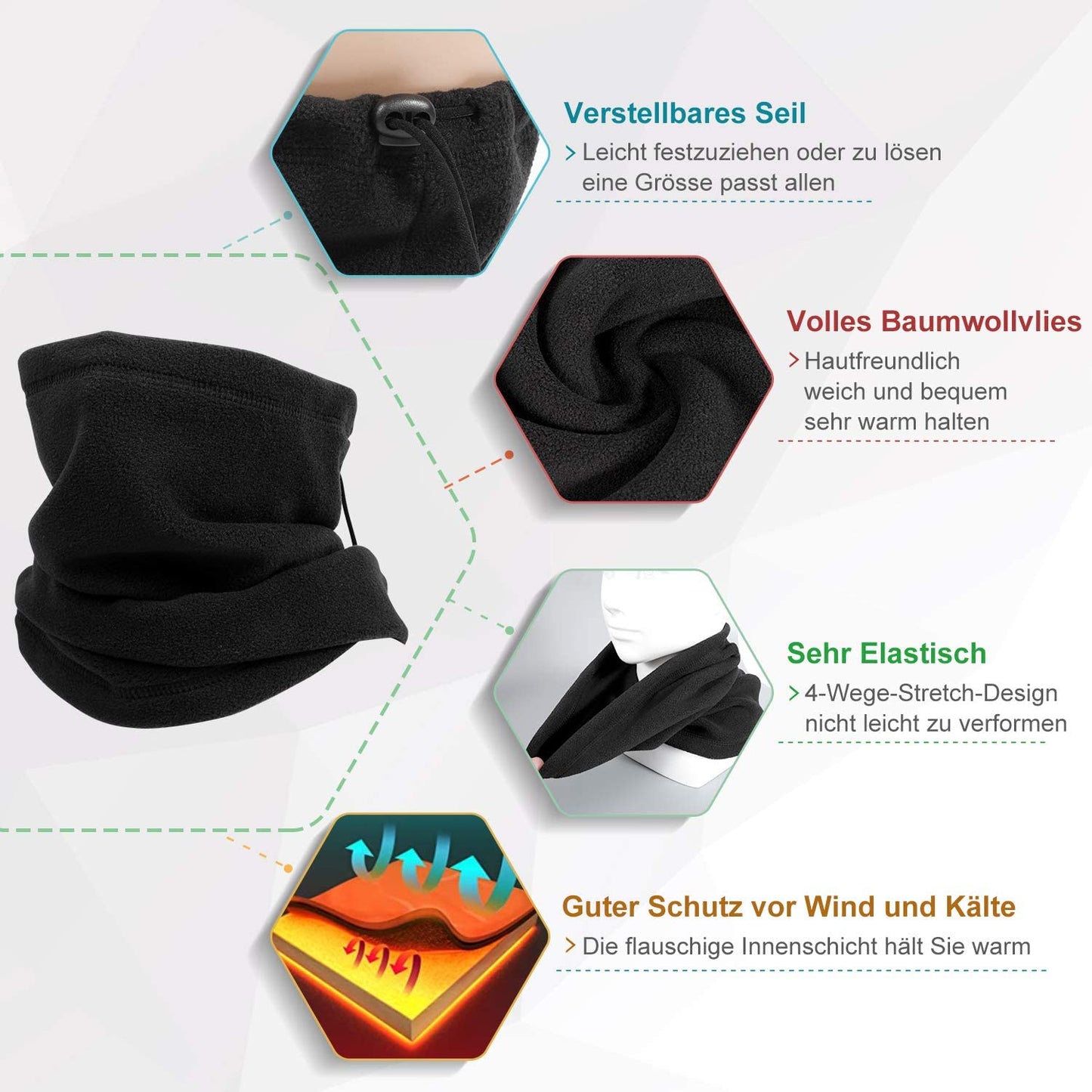 2/3er-Set Multifunktionstuch/Schlauchschal aus Fleece