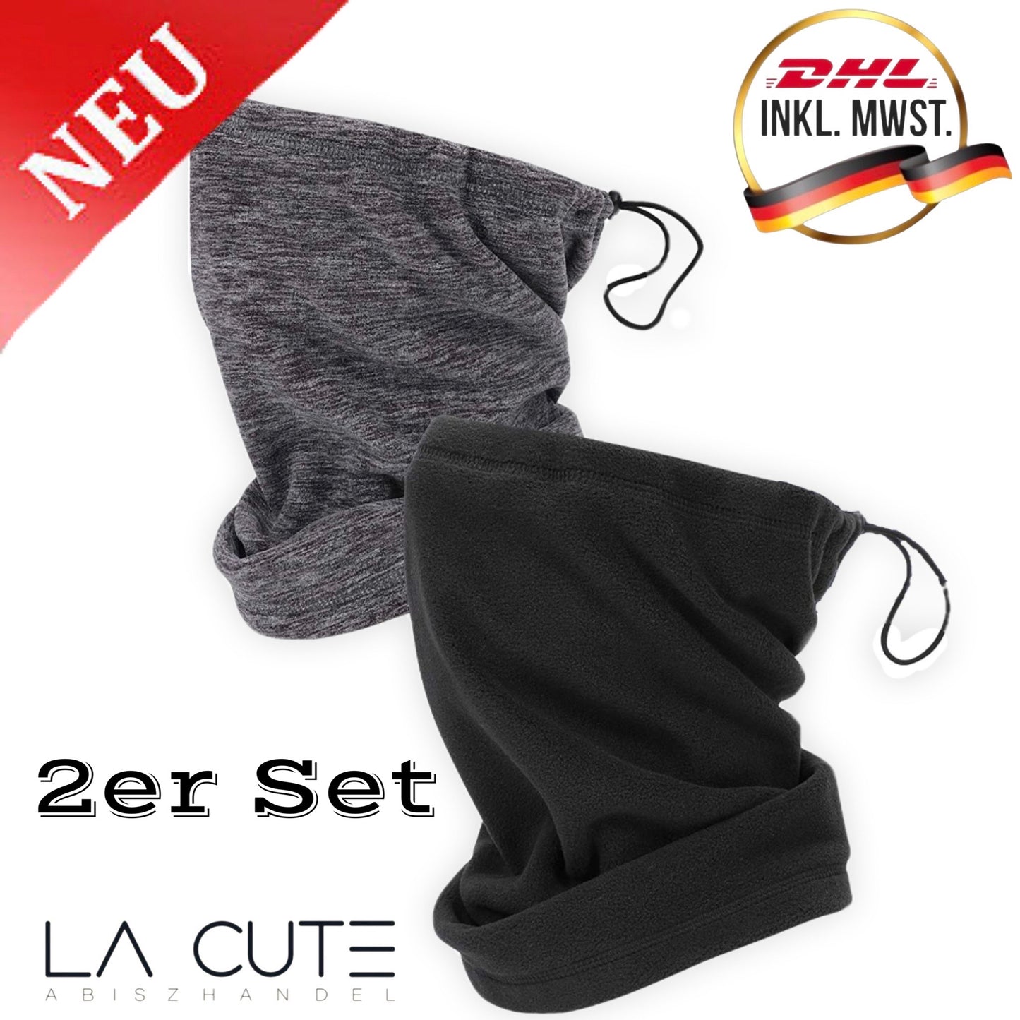 2/3er-Set Multifunktionstuch/Schlauchschal aus Fleece