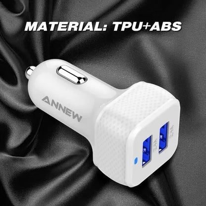 USB Kfz-Ladegerät Auto Adapter 2-port 2.4A/4.8A Annew Weiß Grip für Handy