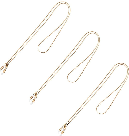 Gold Brillenkette 3 Stück 76cm Brille auch als Halskette Schnur Silikon Heqishun - AbisZHandel