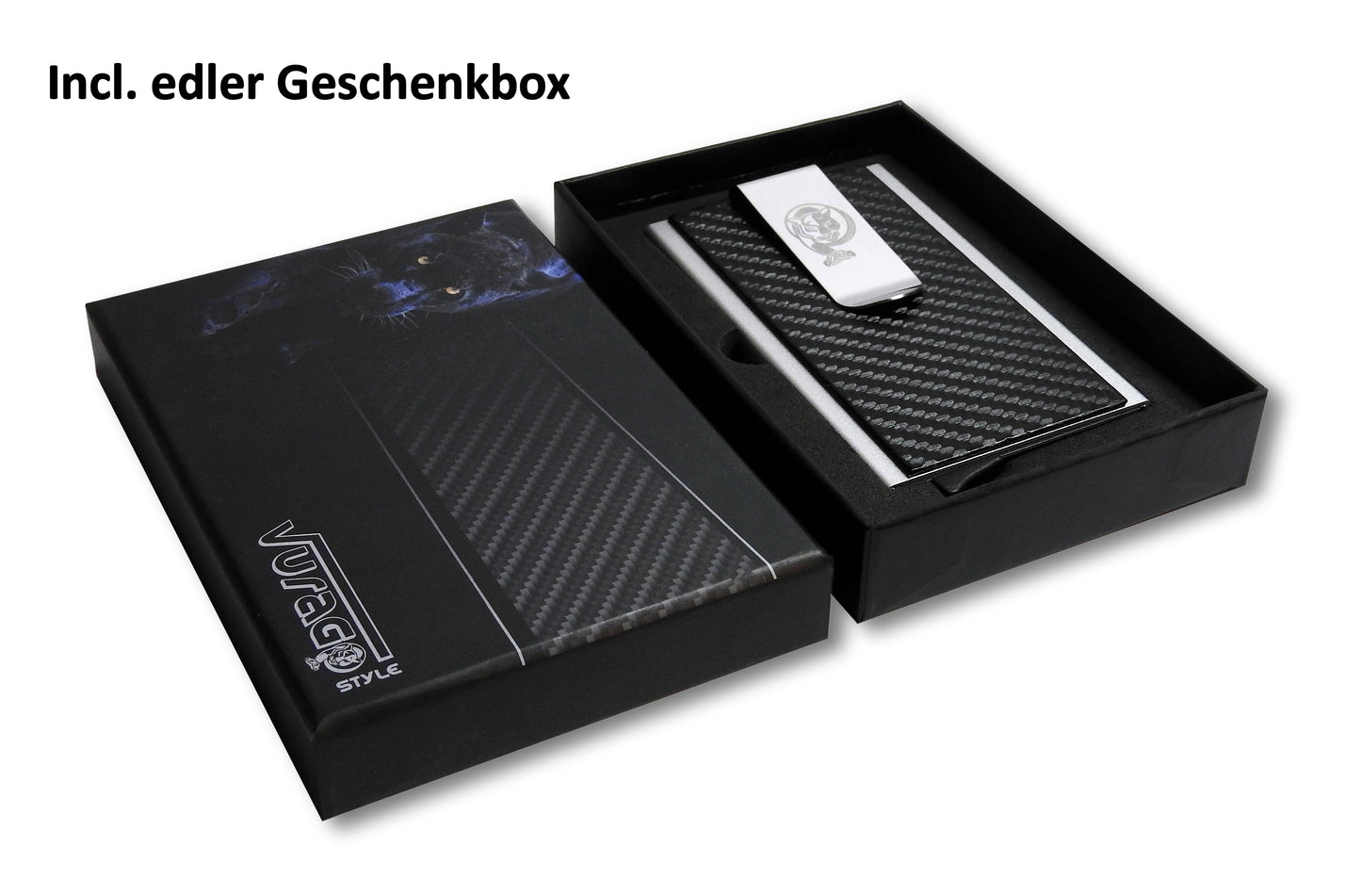 Kreditkartenetui mit Geldklammer im Carbon Look Elegant RFID Blocker VURAGO - AbisZHandel