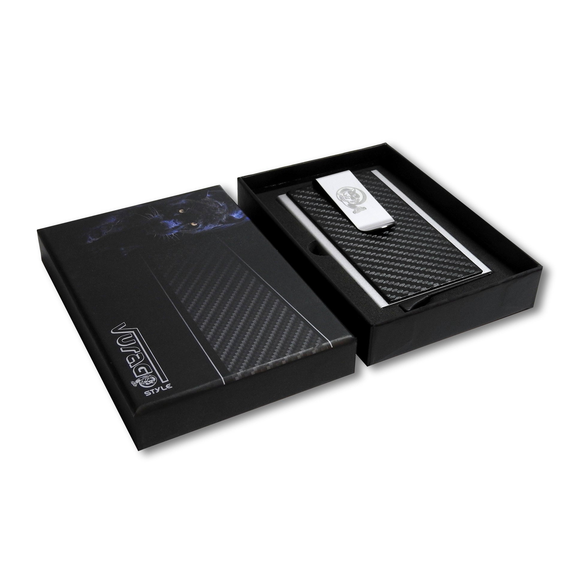Kreditkartenetui mit Geldklammer im Carbon Look Elegant RFID Blocker VURAGO - AbisZHandel