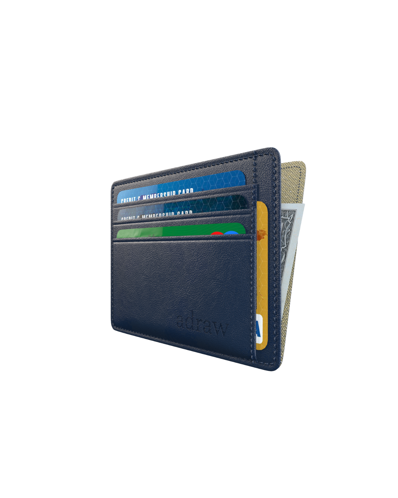 Scheckkartenetui Brieftasche Kreditkartenetui aus echtem Rindsleder RFID Blau/Navy - AbisZHandel