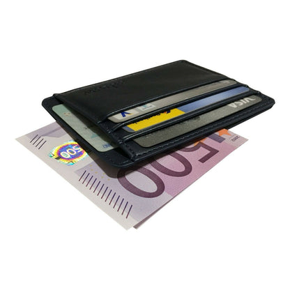 Scheckkartenetui Brieftasche Kreditkartenetui aus echtem Rindsleder RFID Blau/Navy - AbisZHandel