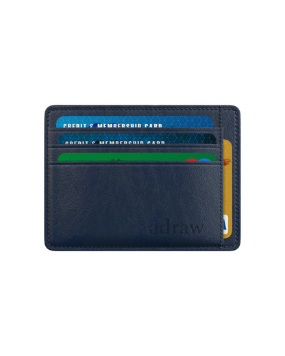 Scheckkartenetui Brieftasche Kreditkartenetui aus echtem Rindsleder RFID Blau/Navy - AbisZHandel