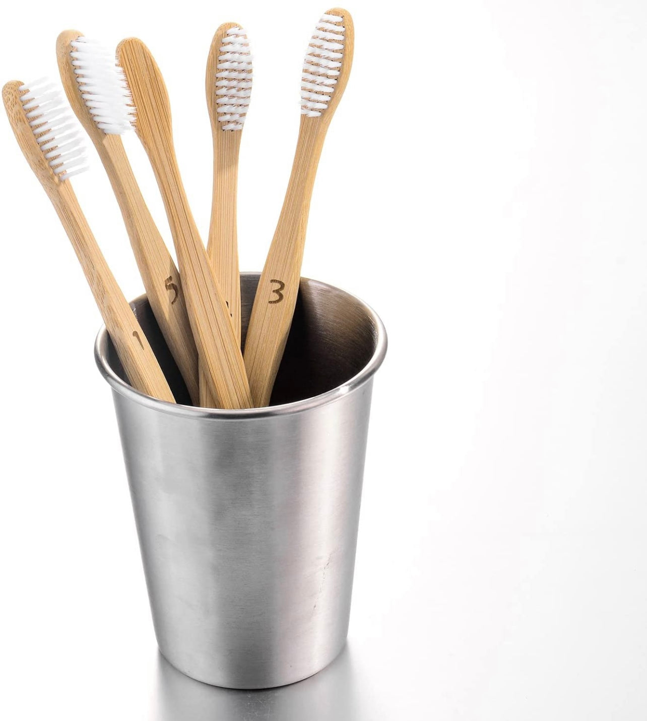 5 x sprmal Bambus toothbrushes-100% natürlichem Bio biologisch abbaubar und Vegan Bamboo Soft Nylon Borsten für empfindliche Zahnfleisch BPA-frei - AbisZHandel