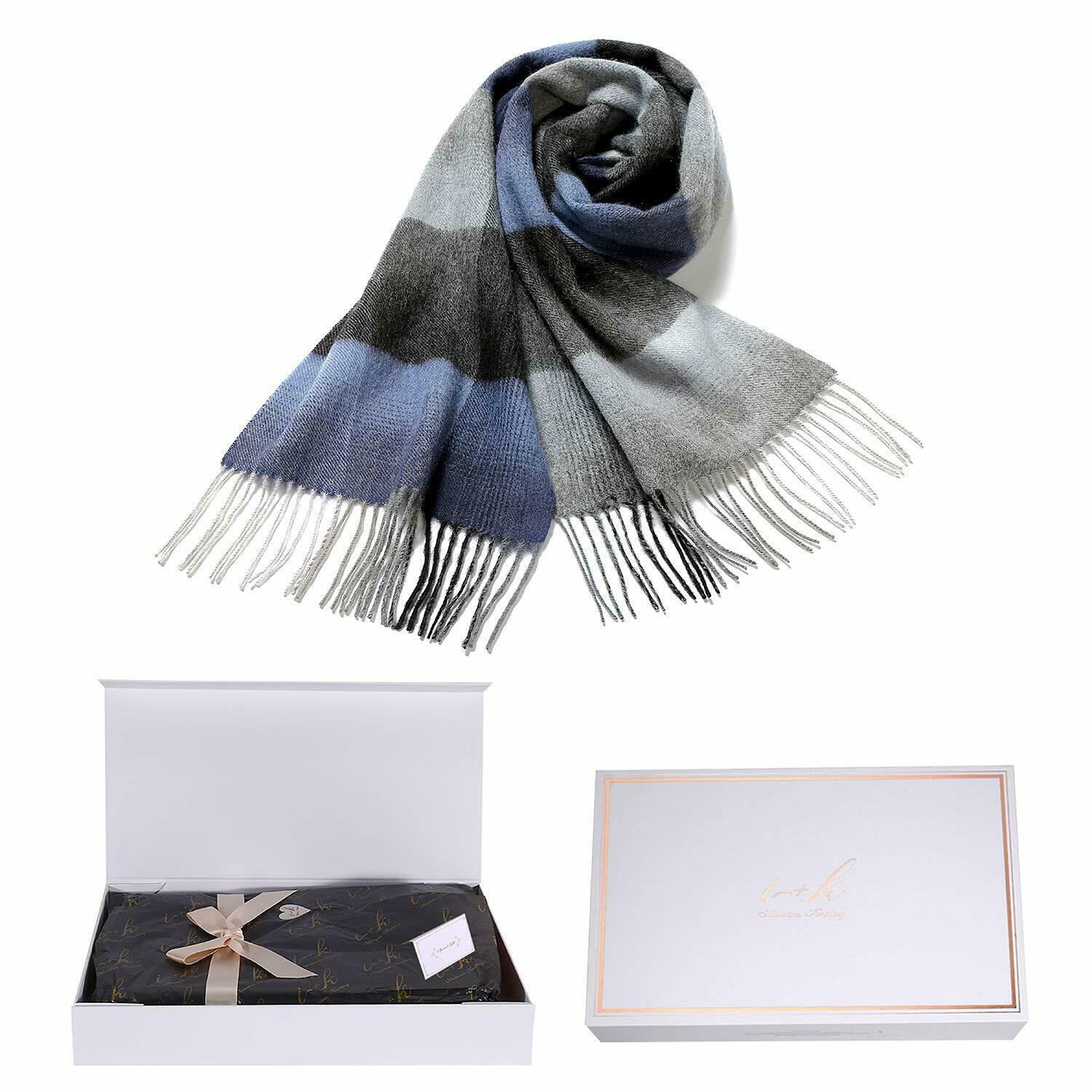 i+k Premium Schal Tuch 100% Wolle (Merino) Unisex 30x180cm in Geschenkbox A-11 - AbisZHandel