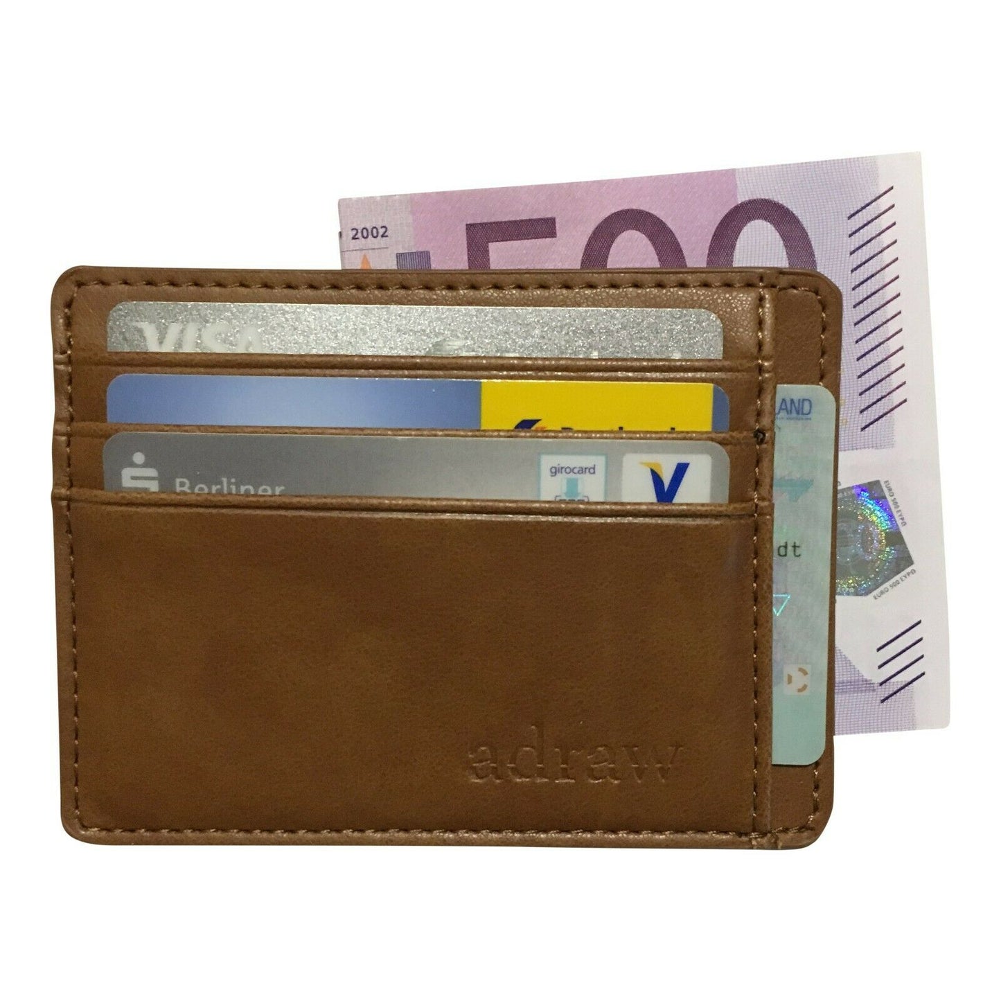 Scheckkartenetui Brieftasche Kreditkartenetui aus echtem Rindsleder RFID Braun - AbisZHandel