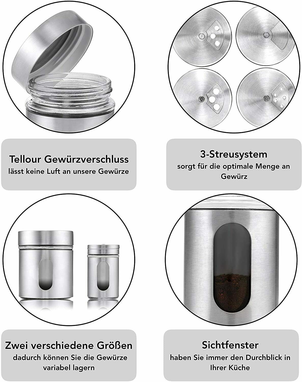 12 Tlg. Gewürzstreuer Set inkl. Gewürzgläser